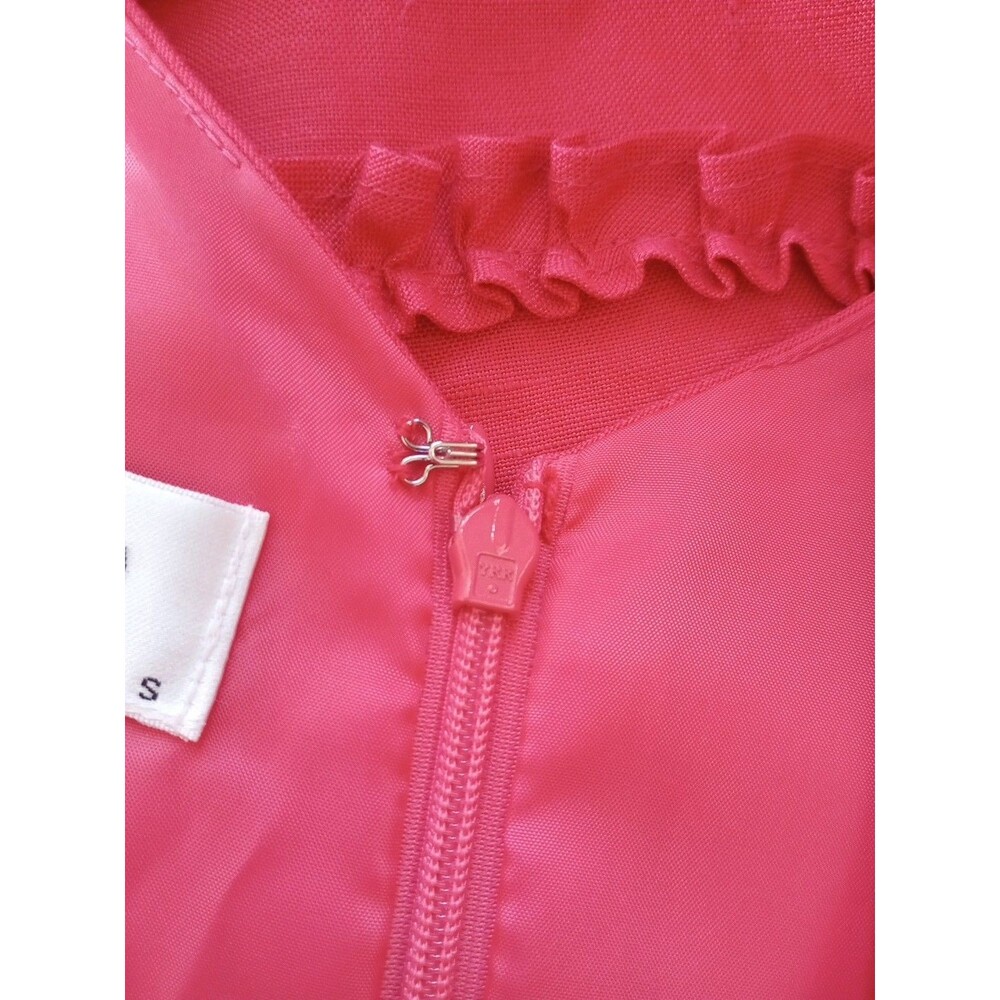 Talbots Pink Dress 16P Linen Blend Midi VNeck Ruffle Princess Fairy Easter NWT - Picture 9 of 10